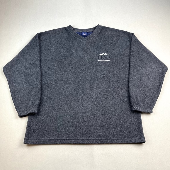 Vintage Lake Tahoe Sweatshirt Fleece Mens Medium Gray Reno Nature V-Neck USA 90s - Picture 1 of 10